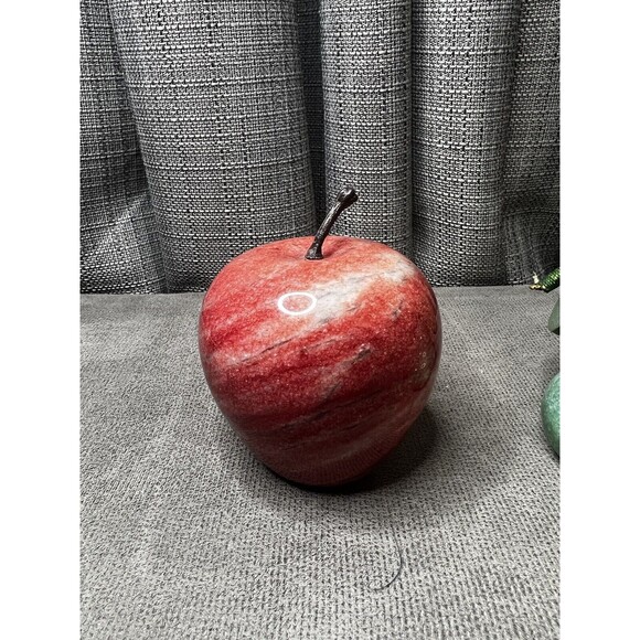 VTG Italian Marble Alabaster Stone Fruit Red Apple Green Pear Stem Lot - Picture 3 of 16